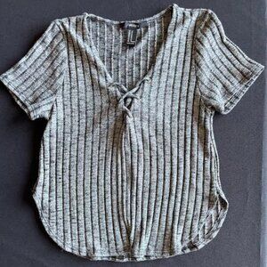 Forever 21 Short Sleeve Gray tie sweater